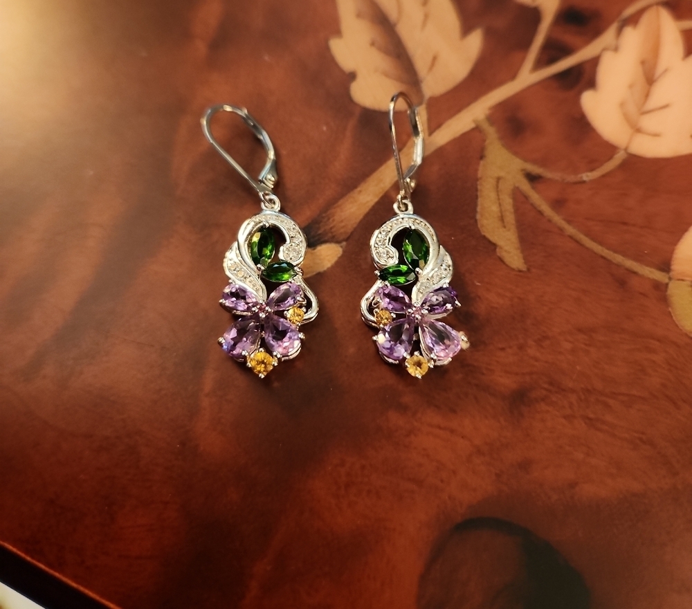 JTV Sterling Silver Multi Gemstone Earrings